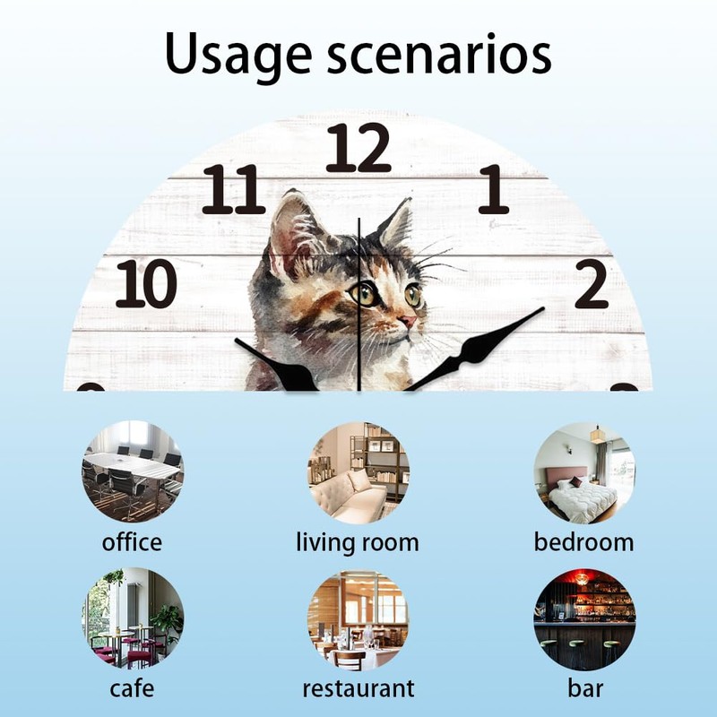CHGCRAFT Realistic Cat Wall Clock 12 Inch Battery Operated Wall