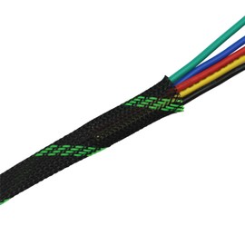 30ft PET Expandable Sleeving Wire Cable Sleeve (2/3", Green&Black)