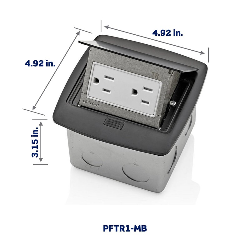 Leviton Pop-Up Floor Box with 15 Amp, Tamper-Resistant Outlet, PFTR1-MB,