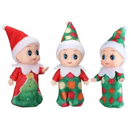 POPOYU 3 Pcs Tiny Baby Elf Doll Elf Twins Tiny Christmas Dolls Christmas Novelty Toys Elf Accessories for Little Girls and Boys Gift Cute Xmas Baby Elf Dolls for Kids Christmas New Year Decorations