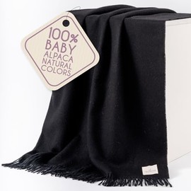 100% Baby Alpaca Throw Blanket 51 x 71 inches Black Natural Collection