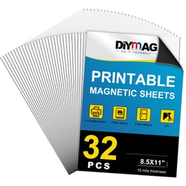 DIYMAG 32Pcs Printable Magnetic Sheets, Easy to Print Cut Glossy Flexible Magnet Sheets Non Adhesive Magnetic Paper for Inkjet Printer Photo DIY Crafts 8.5 x 11 Inch