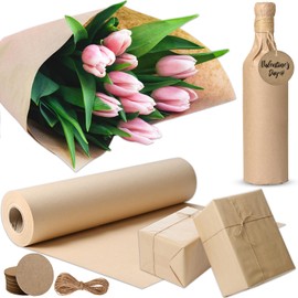 Cieex Brown Paper Roll Heavy Duty Brown Kraft Wrapping Paper 70g/m² with Tags, Twine Ideal for Gift Wrapping, Parcel Packing, Arts & Craft (30cm x 30m)