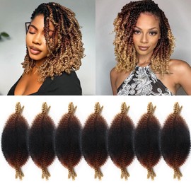 7 Tone Springy Afro Twist Hair 6 Inch Marley braiding Hair Twisted Up Springy Afro Twist Kinky Crochet Hair Soft locs Cuban Twist for Black Women (6 Inch,1b3027-7)