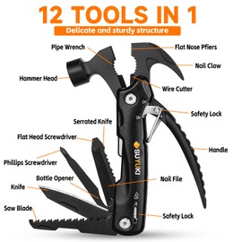 Gifts for Dad from Daughter Son, All in One Tools Hammer Multitool with Snowflake Multi-Tool, Stocking Stuffers for Adults Him, Gifts for Men, 12-in-1 Hammer Multitool
