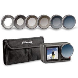 Ultimaxx’s 8 Piece Waterproof Filter Kit for Osmo Action Camera (UV, ND4, ND8, ND16, ND32, CPL Filters) Made of Optical Glass and Aluminum Frame; Includes Carrying Case and Cleaning Cloth