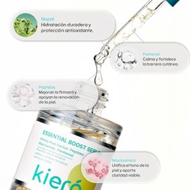 KIERO - Serum Facial Hidratante con Niacinamida y Péptidos - Suero Facial Coreano con Nopal y Pantenol - Luminosidad, Firmeza y Barrera Cutánea - Vega