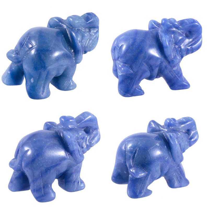 mookaitedecor Aventurine Blue Crystal Elephant Figurine Sculpture in Hand Reiki