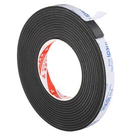 PATIKIL Gap Tape 5m Long x 15mm Wide x 3mm Thick Soundproof Draft Stopper Single Sided Sealing Foam Window Door Furniture Indoor Outdoor Seal Strip Pipe Insulation Black