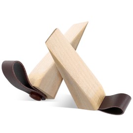 2 Pack Wooden Door Stop, Solid Wood Non-Slip Doors Wedges with Sturdy and Durable, Non-Slip Door Stoppers for Floor, DoorsStopper Fit for Doorr Bottom Seam (0.2" - 1.3")