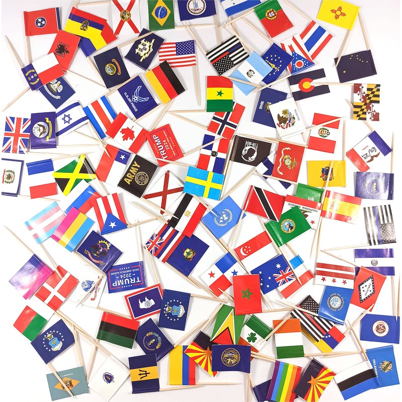 QQSD Oregon Toothpick Flag Small Mini Cupcake Topper Flags, 100