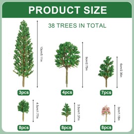 Jortmrd Pack of 38 Model Building Trees, Miniature Model Trees, Mini Artificial Tree, Architecture Trees, Train Trees, Railway, Landscape, Diorama Tree, Gnome Construction Site for DIY Landscaping