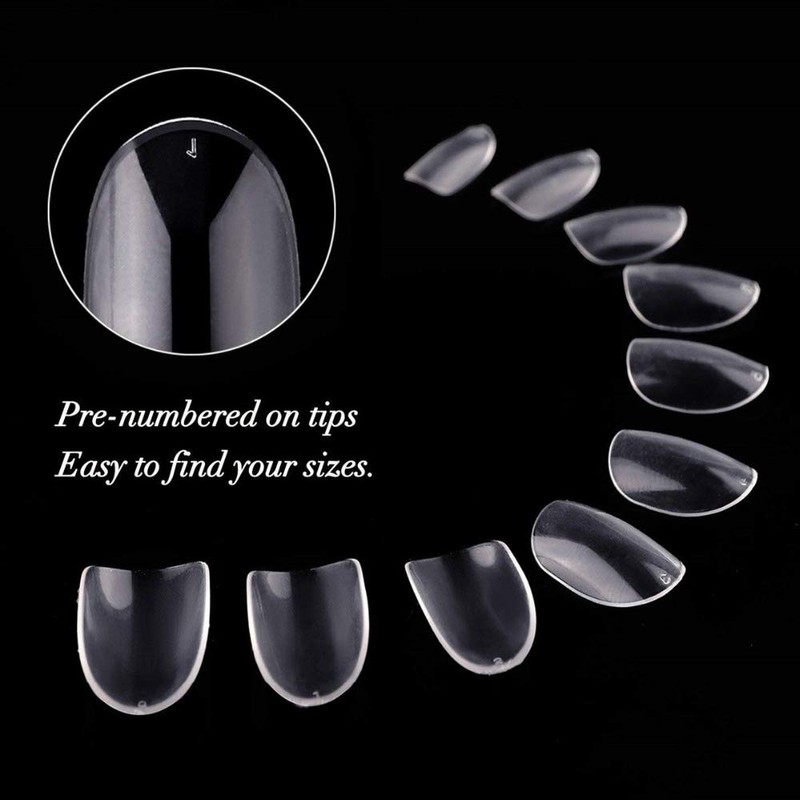 Kingsie 600Pcs Nail Tips 10 Sizes Oval Short False Nails
