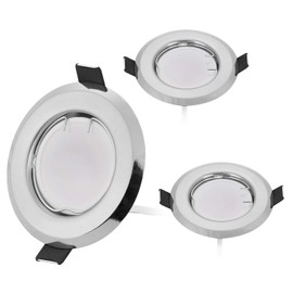 HCFEI Set of 3 Flat LED Recessed Spotlights Ultra Flat in Brushed Silver with LED Spot Module 230 V I 3 W 300 Lumen I Warm White 3000 K I 120° Beam Angle I Dimmable I 55 mm Installation Hole I