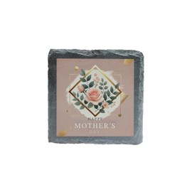 Elegant Mother's Day Slate Coaster - Happy Mother's Day Geometric Floral Design (slco-ds24-mdayroserg)