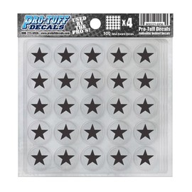 Pro-Tuff Decals Star Award Decals 20 mil Professional Vinyl 1-1/8" Diameter (Black on Clear)
