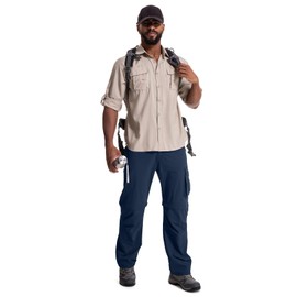 Jessie Kidden Mens Hiking Pants Convertible Quick Dry Lightweight Zip Off Outdoor Fishing Travel Safari Pants (225 Blue 36)