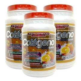 Colágeno Hidrolizado Glucosamina Biotina Naranja 3 Botes