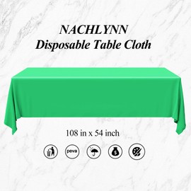 NACHLYNN 6 Pack Disposable Plastic Tablecloths 54 x 108 Inch Dark Green Rectangle Table Cover for Holiday Party Engagement Weddings Baptism Birthday Decoration