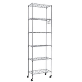 Himimi Heavy Duty 6-Tier Wire Shelving Unit with Wheels - Durable Metal Storage Rack for Garage, Kitchen, Office, and Pantry - Easy Assembly, Rolling Steel Shelves, Silver