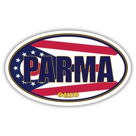 3 Pack 2x3 inches | Parma City Ohio State Flag | OH Flag Cuyahoga County Oval State Colors Construction Toolbox, Hardhat, Lunchbox, Helmet, Mechanic, Luggage