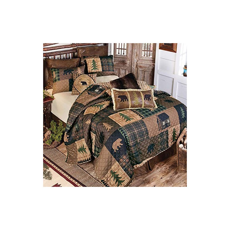 Black Bear & Pines Quilt Bed Set - Twin