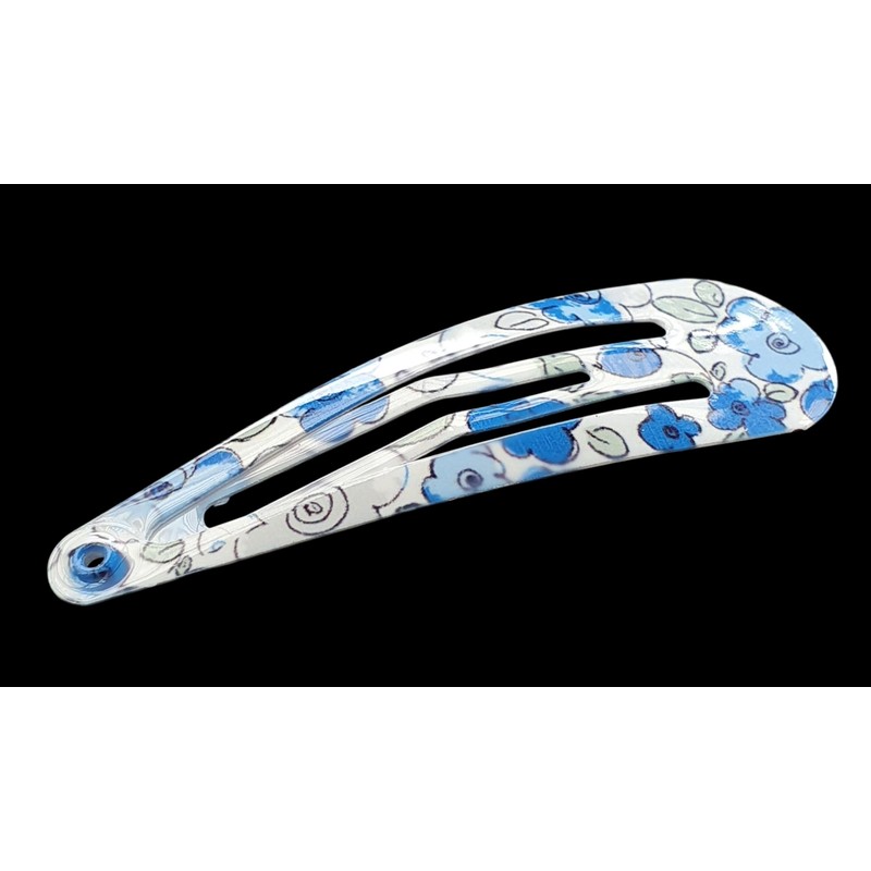 Mibella Trend Haarspangen Set, 4 Stück, Blau und Blumenmuster, Click-Clack
