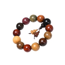 Handcrafted Wooden Bead Bracelet Multi-Color Prayer Bracelet,1pc/pack (Dia.18mmX13pcsJingGong)