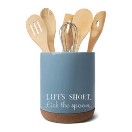 Elanze Designs Lick the Spoon Sky Blue X-Large Cork Bottom Kitchen Utensil Holder