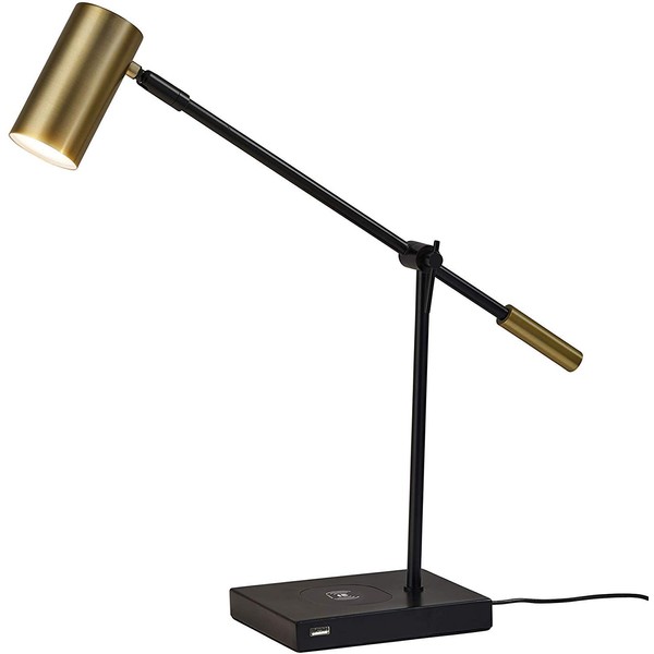 Adesso 4217-01 Collette LED Desk Lamp Wireless Charging, 7W LED, 5W QI, USB