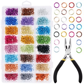 Wokape 2881Pcs 24 Colors 6mm Open Jump Rings with Pliers, Open Jump Rings Aluminum Round Rings for Jewelry Making DIY Necklaces Bracelet Earring