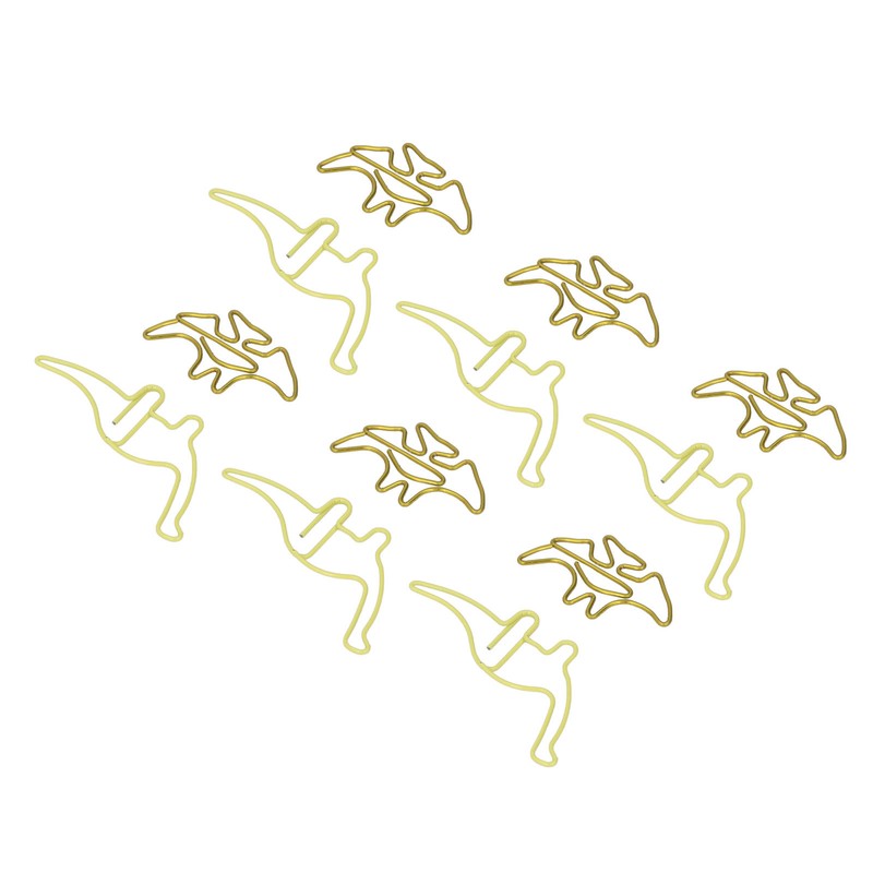 100pcs Shaped Paper Clips Pterosauria Yellow Dinosaur Shape Metal Portable