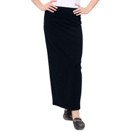 Kosher Casual Women's Modest Cotton Stretch Long Maxi Pencil Skirt Small Black