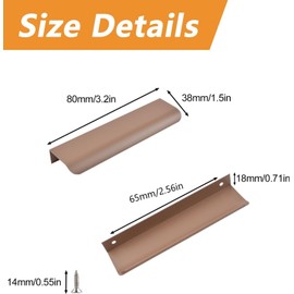 MOROBOR Finger Edge Pull, 8pcs Concealed Handle Modern Style Drawer Handle, Curved Aluminum Alloy Invisible Handle Wardrobe Handle for Cabinet Hardware Drawer,80mm/Brown