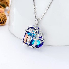 TOUPOP Sister Sterling Silver Tree of Life Sister Pendant Necklace Heart Crystal Sister Jewelry Gifts for Women Best Friends Birthday Anniversary