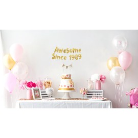 Awesome Since 1989 Gold Glitter Banner - 35th Birthday and Anniversary Party Decorations