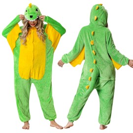 Aragallant Unisex Dragon Pyjamas Adults, Animal Onesie Costume, Dino Fancy Dress Costumes for Men and Women, Unisex Dinosaur Animal Jumpsuit Costume for Carnival, Cosplay, Pretend Play, Dino Sleepwear