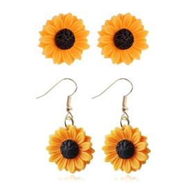 Sunflower Earrings for Women Bohemian Sunflower Drop Dangle Earrings Exaggerated Flower Stud Petal Dangle Earrings for Women (sunflower earrings)