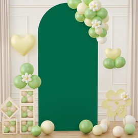 Fitted Spandex Arch Cover 6.6FT Arch Backdrop Stand Cover Dark Green Arch Fabric Backdrop Cover for Arch Stand 2Sided Round Top Chiara Wedding Arch Covers Stretchy Backdrop for Birthday Banquet Event
