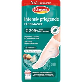 Schaebens Intensive Nourishing Foot Mask (2 Socks for 1 Application) Regenerates & Protects with Shea Butter, Macada Nut Oil for All Skin Types