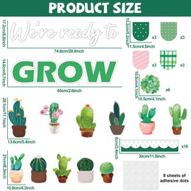 Cactus Bulletin Board Greenery Classroom Decorations Succulent We’re Ready to Grow Paper Cutouts Motivational Positive Bulletin Board Set for Back to School Nursery Door Wall Decor Teacher Supplies