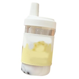 Zerodis Drinking Water Bottles, Reusable Water Flask Plastic Water Tumble Large Opening Straw Water Tumbler with Removable Lid Water Coffee Tumbler Cup for Travel Camping (Cheese Sleeve 500ml)