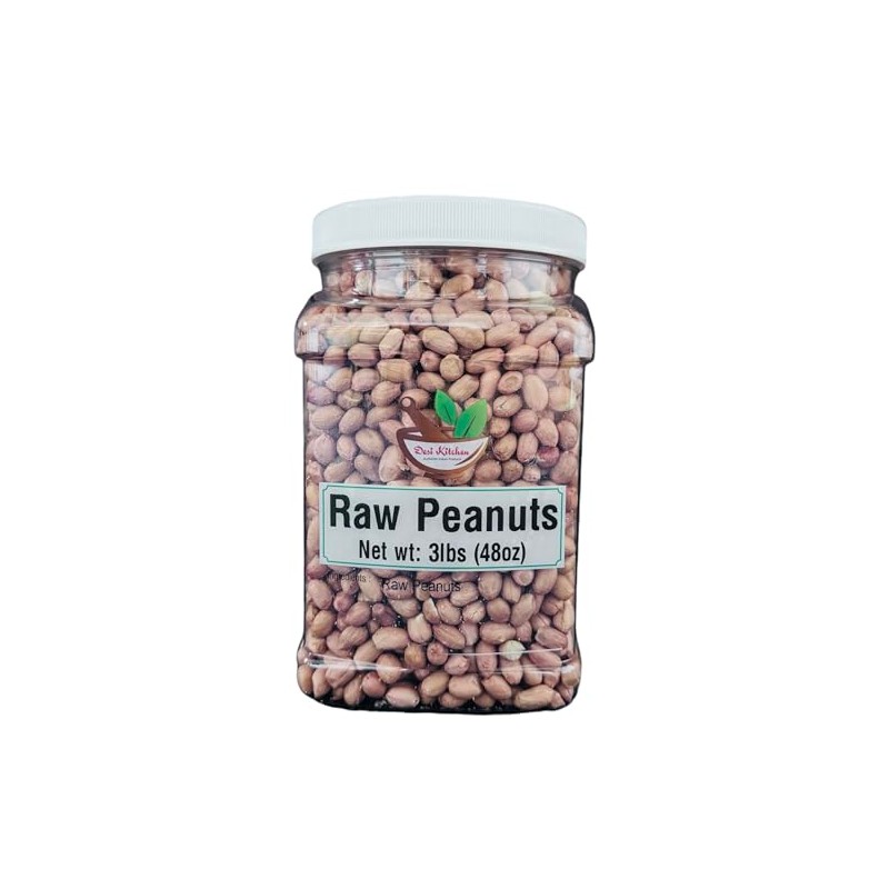 Desi Kitchen Raw Peanuts Whole with skin (Uncooked, Unsalted) 3lbs