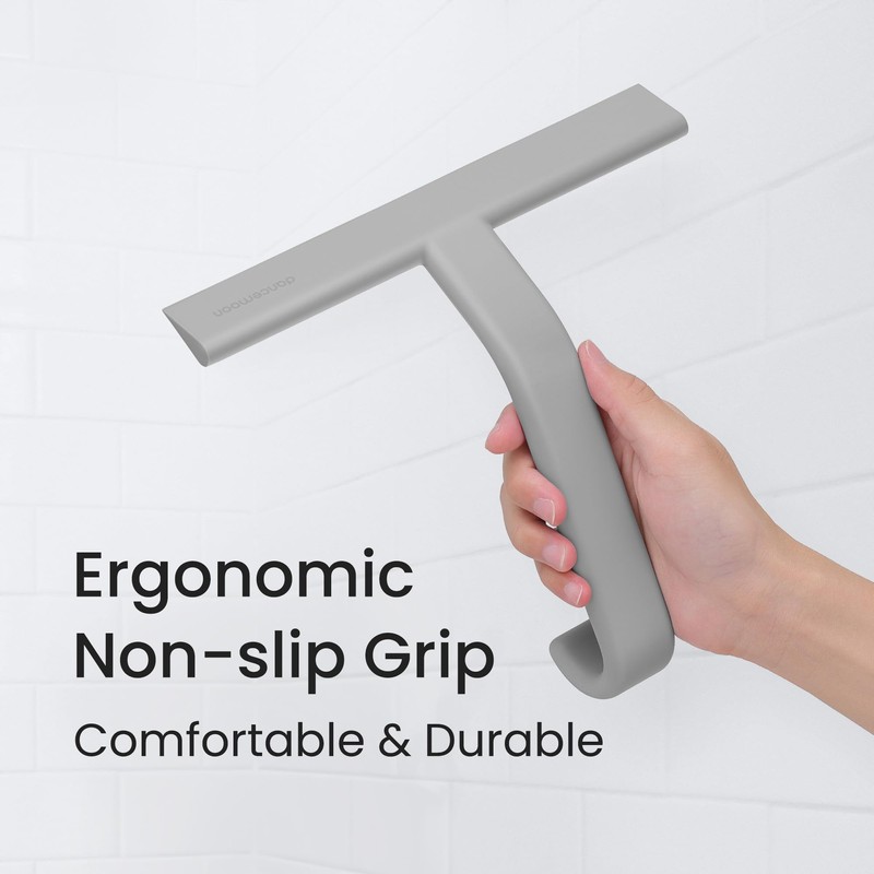 dancemoon JustHang Shower Squeegee for Glass Doors, All-One-Piece Silicone with