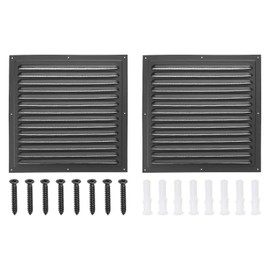 PATIKIL 12"x12" Aluminum Gable Vent, 2Pcs Exterior Wall Outlet Vent Square Soffit Vents HVAC Louver Air Grille with Built-in Screen for House Attic Garage Ceiling, Black