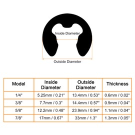 uxcell 20 Pcs External Retaining Rings, 17mm 7/8" 65Mn Carbon Steel E-Clip External Circlip Snap Rings Round Wire Snap Rings for Valves Electrical Appliances