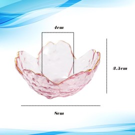 Golden-edged pink Flower Glass Ring Dish, Jewelry Tray Ring Holder