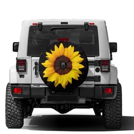 Delerain Spare Tire Cover with Backup Camera Hole Sunflower Flower Wheel Covers Waterproof Dust-Proof UV Sun Universal Fit for RV Trailer RV SUV Truck (18 Inch for Diameter 32"-34")