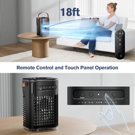 AIRTHRYL Portable Air Conditioners Cooling Fan w/Remote & Built-in Battery, 1200ML Water Tank for Room Bedroom Office