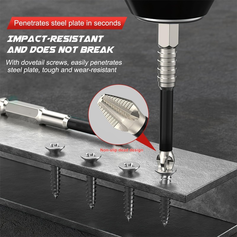 High Magnetic Screwdriver Drill Bit Set, 6PCS Anti-Slip Magnetic Drill